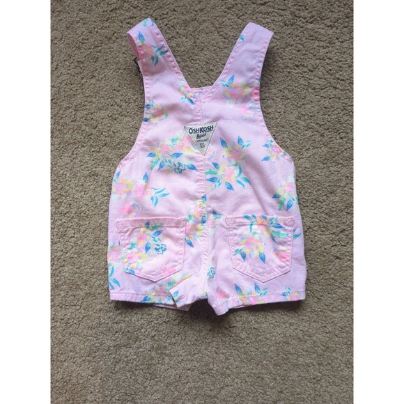 Bundle 2 OshKoshB’Gosh Girls Overalls 6 Months Green Long pink Short Excellent - Picture 11 of 13